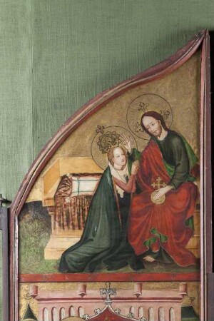 Severusaltar — Szenen aus dem Leben Mariä — Marienkrönung und Darbringung des Christusknaben im Tempel — Maria wird von Christus gekrönt