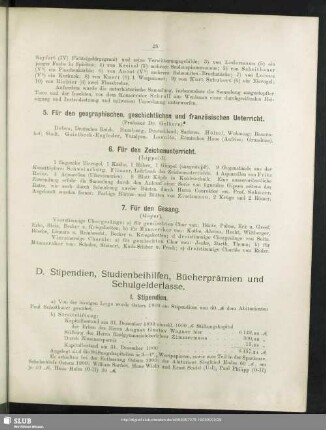 D. Stipendien, Studienbeihilfen, Bücherprämien und Schulgelderlasse