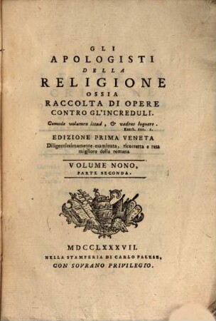 Gli Apologisti Della Religione Ossia Raccolta Di Opere Contro Gl'Increduli, 9,2