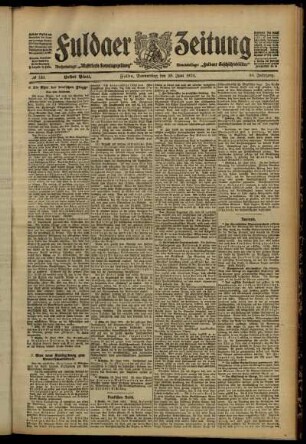 Erste Ausgabe vom Donnerstag, den 20. Juni 1912.