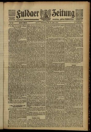 Erste Ausgabe vom Donnerstag, den 20. Juni 1912.