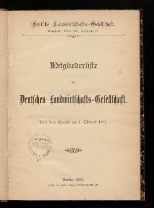 Mitgliederliste der Deutschen Landwirtschafts-Gesellschaft