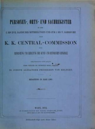 Mittheilungen der K.K. Central-Commission zur Erforschung und Erhaltung der Baudenkmale. 20. 1874