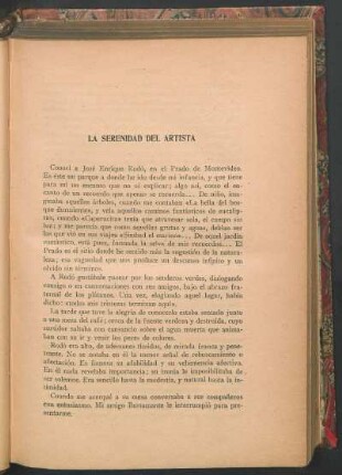 La serenidad del artista