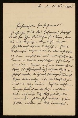 48: Brief von Eugen Huber an Otto von Gierke, Bern, 21.7.1908