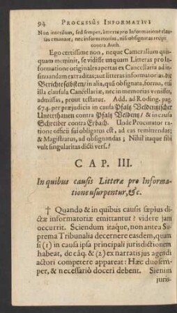 Cap. III. In quibus causis Litterae pro Informatione usurpentur, & c.