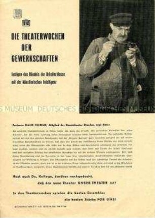 Werbeblatt für die Theaterwochen der Gewerkschaften