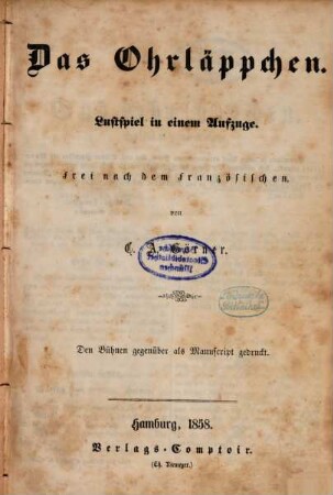 Das Theater des Auslandes. 8. 1858/59, H. 1