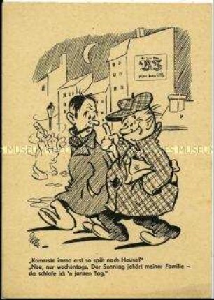 Postkarte mit Karikatur aus der Berliner Zeitung