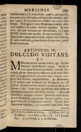 567-585, Articulus IV. Dulcedo Visitans.