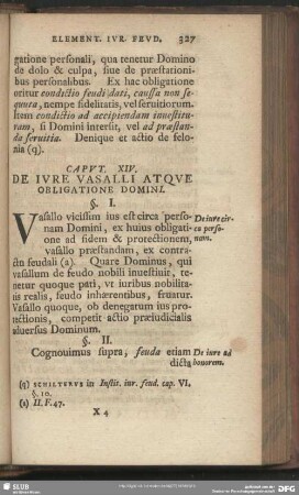 Caput. XIV. De Jure Vasalli Atque Obligatione Domini