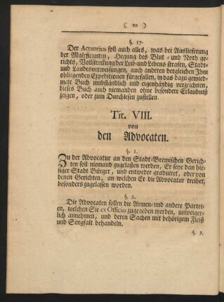 Tit. VIII. von den Advocaten
