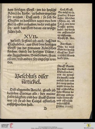 Beschlusz diser Artickel