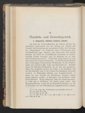 IV. Handels- und Gewerbepolitik.