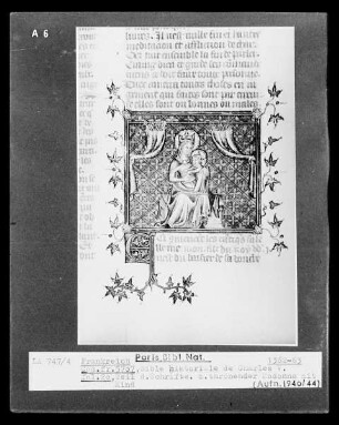 Bible historiale de Charles V., Folio 20, Thronende Madonna