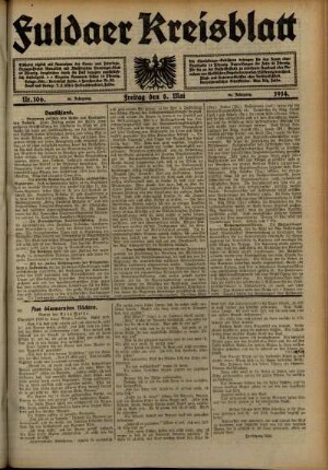Ausgabe vom Freitag, den 08. Mai 1914.