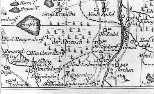 Görlitz-Ludwigsdorf. Oberlausitzkarte, Schenk, 1759