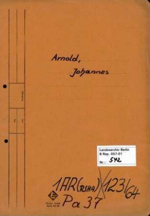 Personenheft Johannes Arnold (*25.09.1907), SS-Untersturmführer
