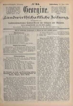 Siebenundfünfzigster Jahrgang. No. 24. Insterburg, 13. Juni 1889.
