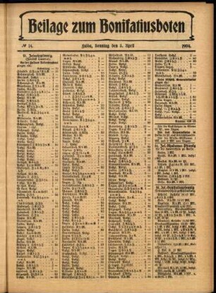 Zweite Ausgabe vom Sonntag, den 03. April 1904.