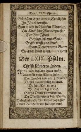 Der LXIX. Psalm - Der LXXVII. Psalm.