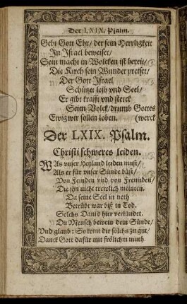 Der LXIX. Psalm - Der LXXVII. Psalm.