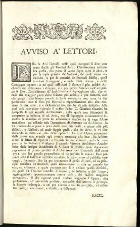 Avviso a' lettori