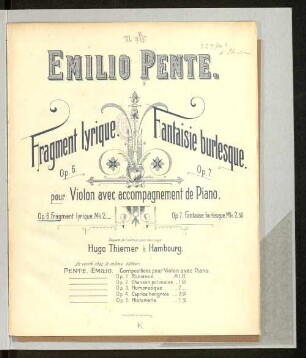 Fragment lyrique pour violon avec accomp. de piano : op. 6