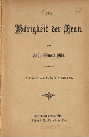 Die Hörigkeit der Frau