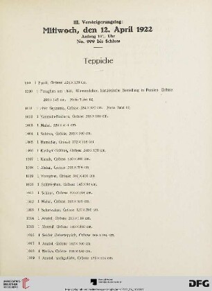 Teppiche (Nr. 999-1025)