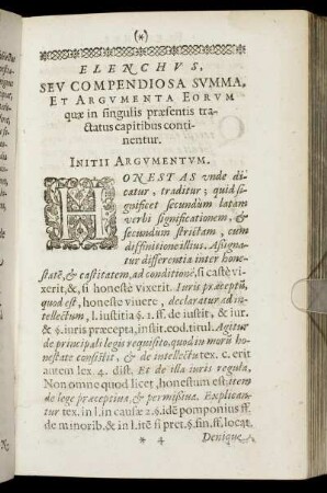 Elenchus, Seu Compendiosa Summa, Et Argumenta Eorum quæ in singulis præsentis tractatus capitibus continentur.