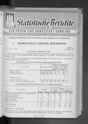 Die Bautätigkeit in Hamburg im August 1959 : Lfd. Nr. 21