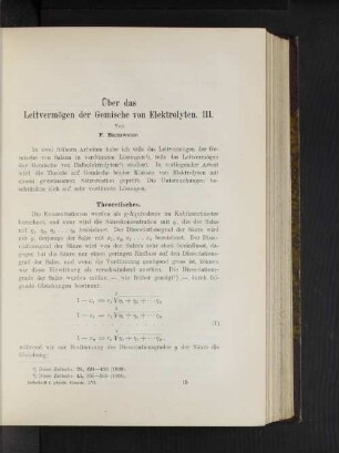 Über das Leitvermögen der Gemische von Elektrolyten. III.