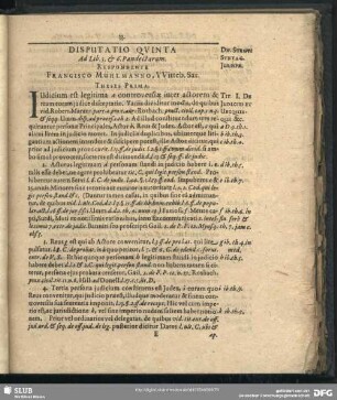 Disputatio Quinta Ad Lib. 5. & 6. Pandectarum. Respondente Frangisco Mählmanno, Witteb. Sax.