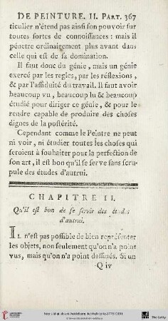 Chap. II. : Qu’il est bon de se servit des études d’autrui