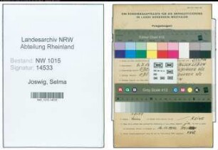 Entnazifizierung Selma Joswig , geb. 06.07.1891 ()