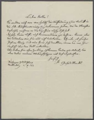 Brief von Gerhard Marcks an Georg Kolbe