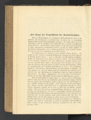 Zur Frage der Organisation der Kolonialtruppen.