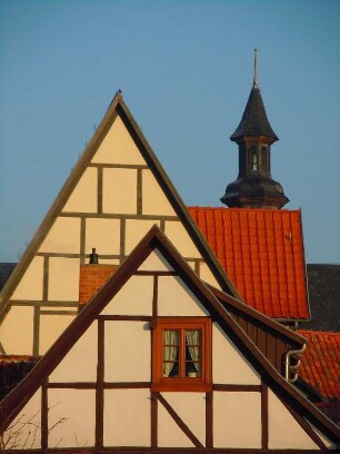 Quedlinburg - Fachwerkgiebel : Fachwerkgiebel vor der Blasiikirche. Aufgenommen am 15. November 2012 in der Altstadt von Quedlinburg