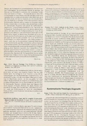 Systematische Theologie: Dogmatik