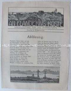 Kriegszeitung für das Marinekorps "An Flanderns Küste" u.a. mit antibritischen Karikaturen und Versen