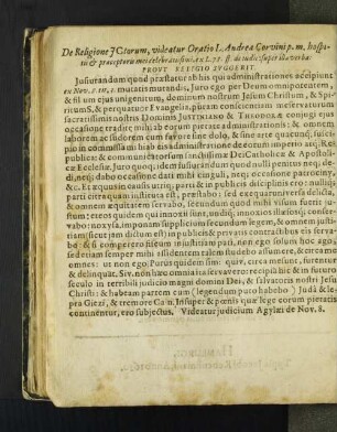 De Religione JCtorum, videatur Oratio L. Andrea Corvini p. m. ...