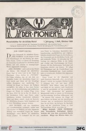 1. Heft, Oktober 1908