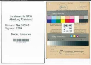 Entnazifizierung Johannes Binder , geb. 17.09.1899 (Beamter)