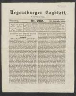 Blumenausstellung [in Regensburger Tagblatt, Nr.262, S.1055]