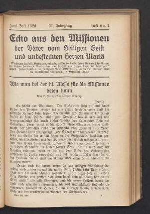 Heft 6 u. 7 Juni-Juli 1920