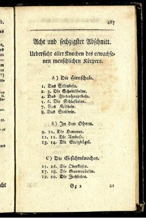 Acht und sechzigster Abschnitt. Uebersicht aller Knochen des erwachsenen menschlichen Körpers.