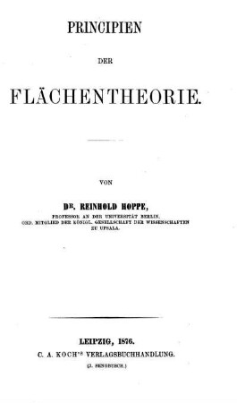 Principien der Flächentheorie