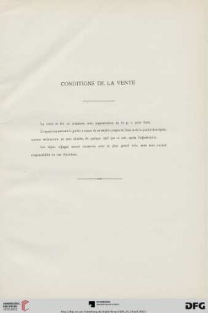 Conditions de la vente
