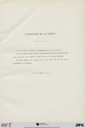 Conditions de la vente